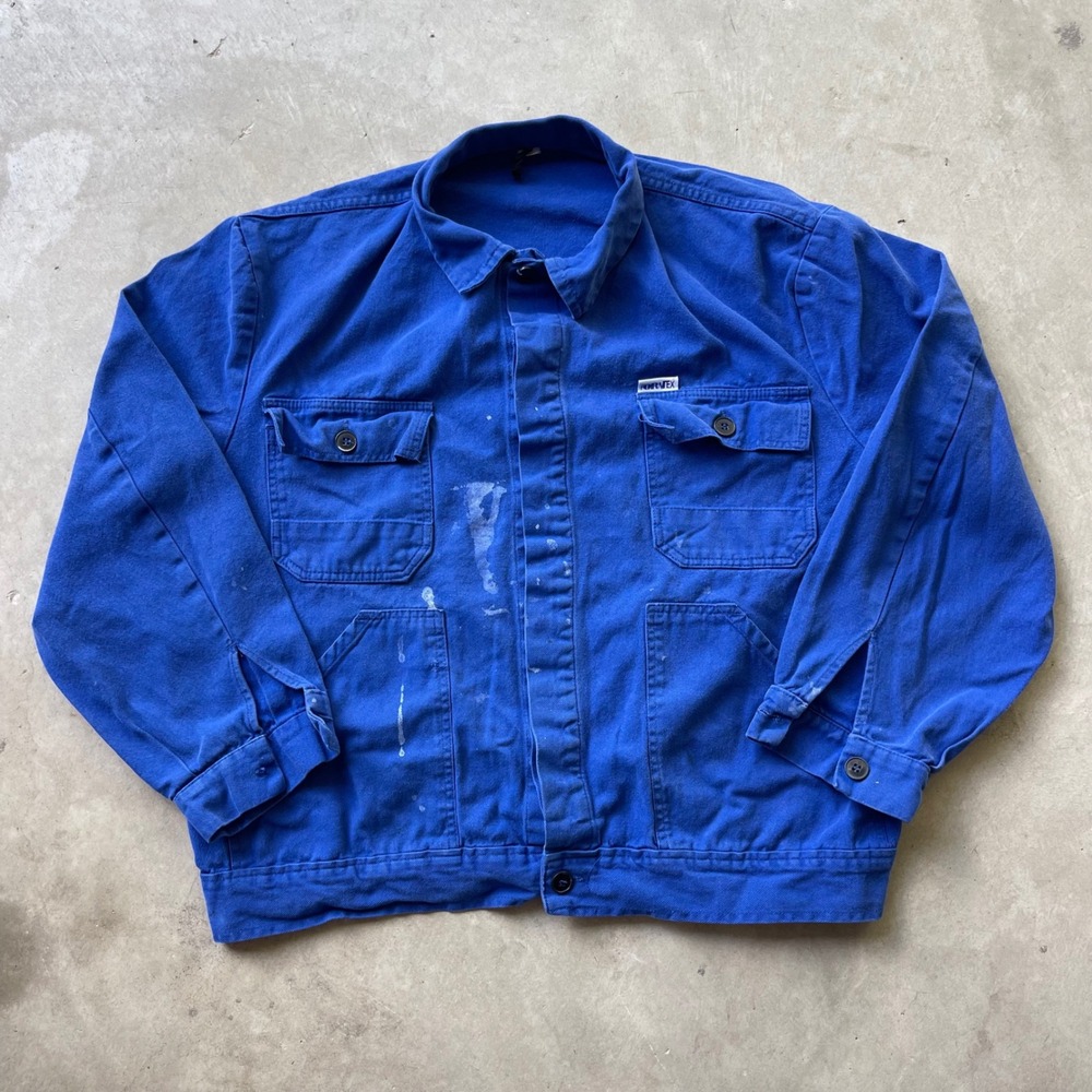 Adritex Vintage French Chore Jacket Blue Cotton Twill Workwear Coat Mens XL